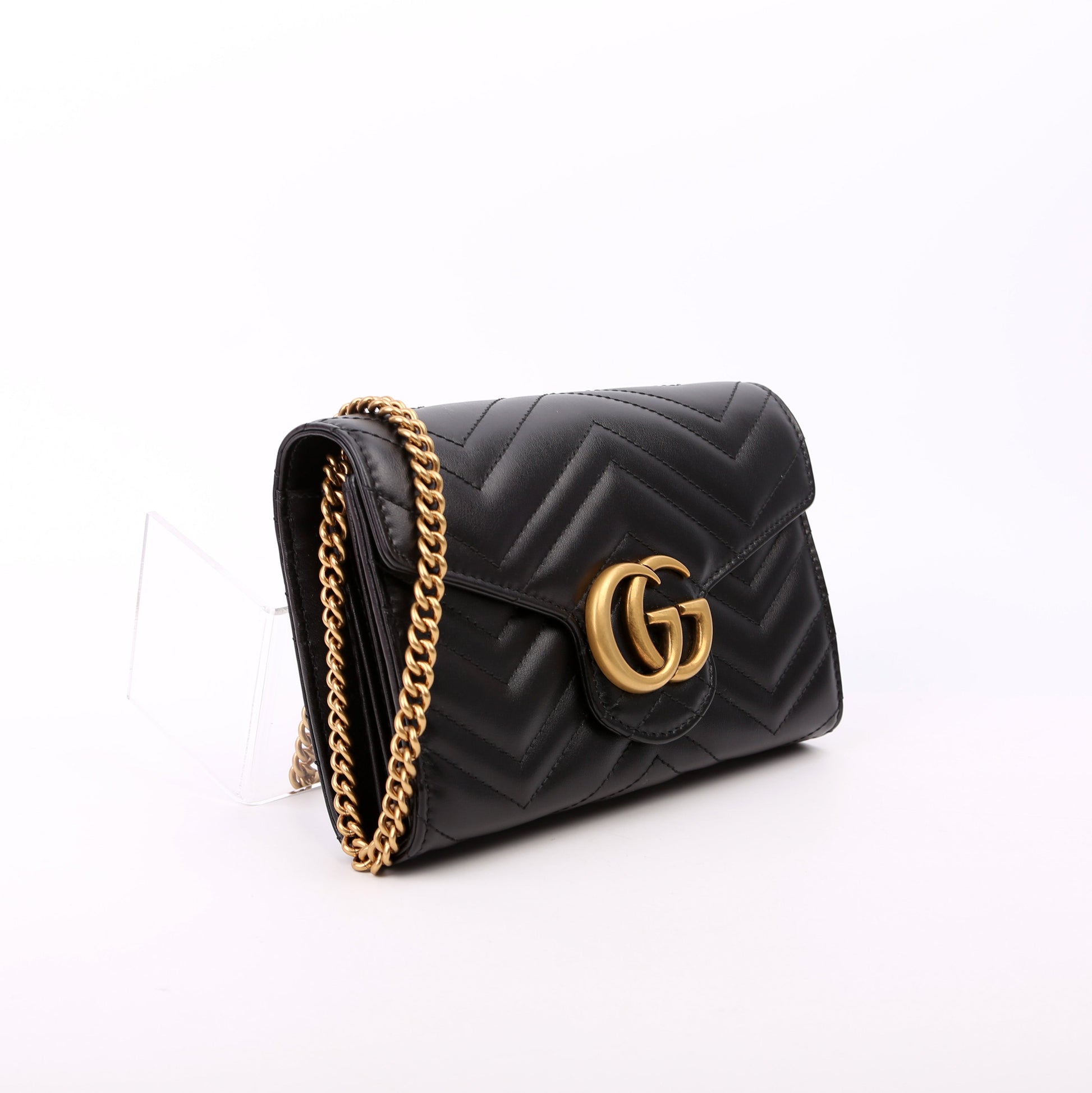 Gucci Marmont Black Chain Wallet Case Black 5