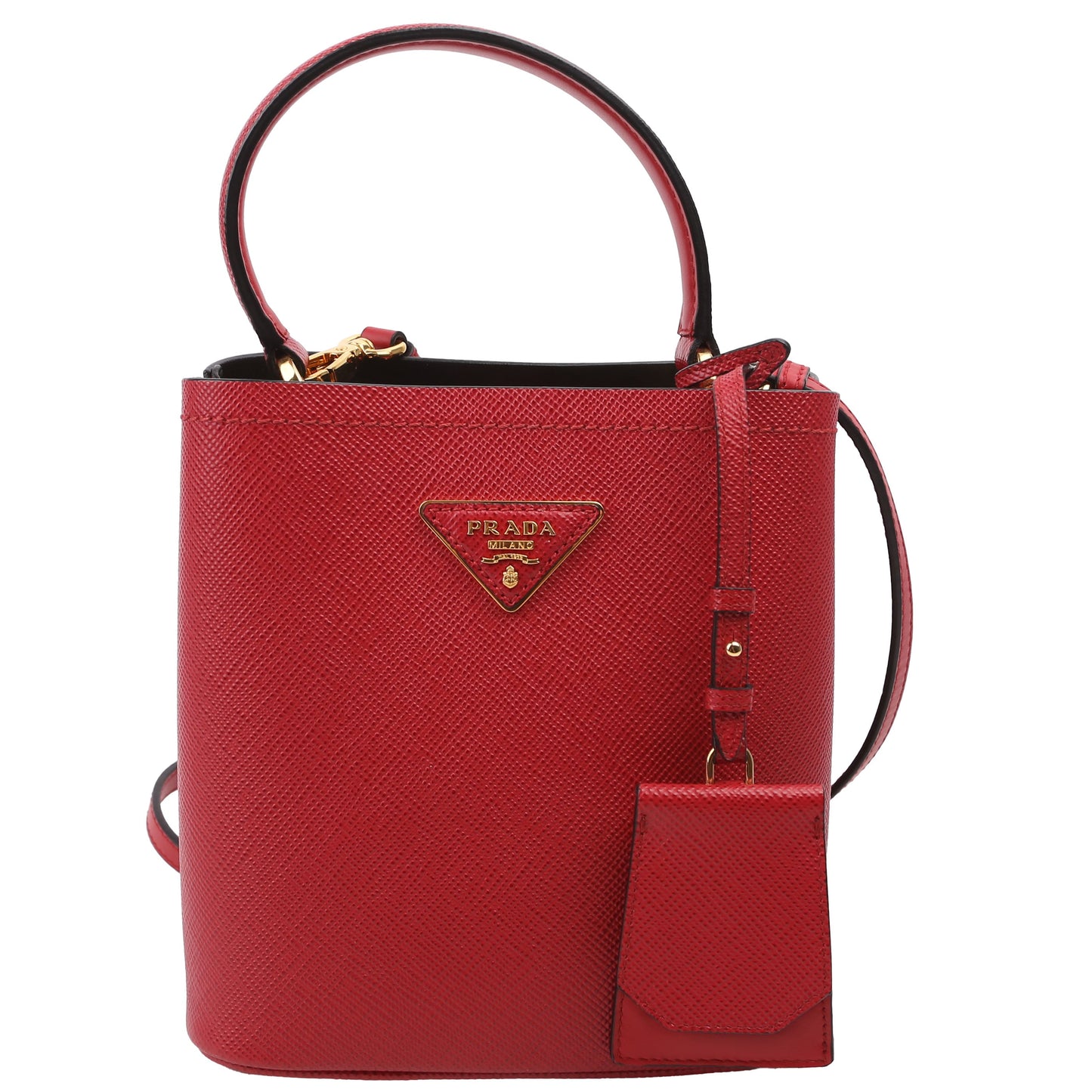 Prada Saffiano Cuir Panier Bag Red Small Travel Bag