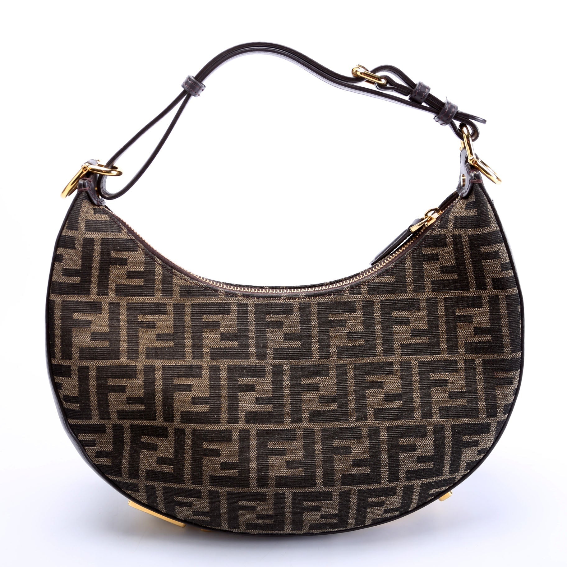 Fendi 8Br798Graphy Zucca Hobo Bag Brown Small