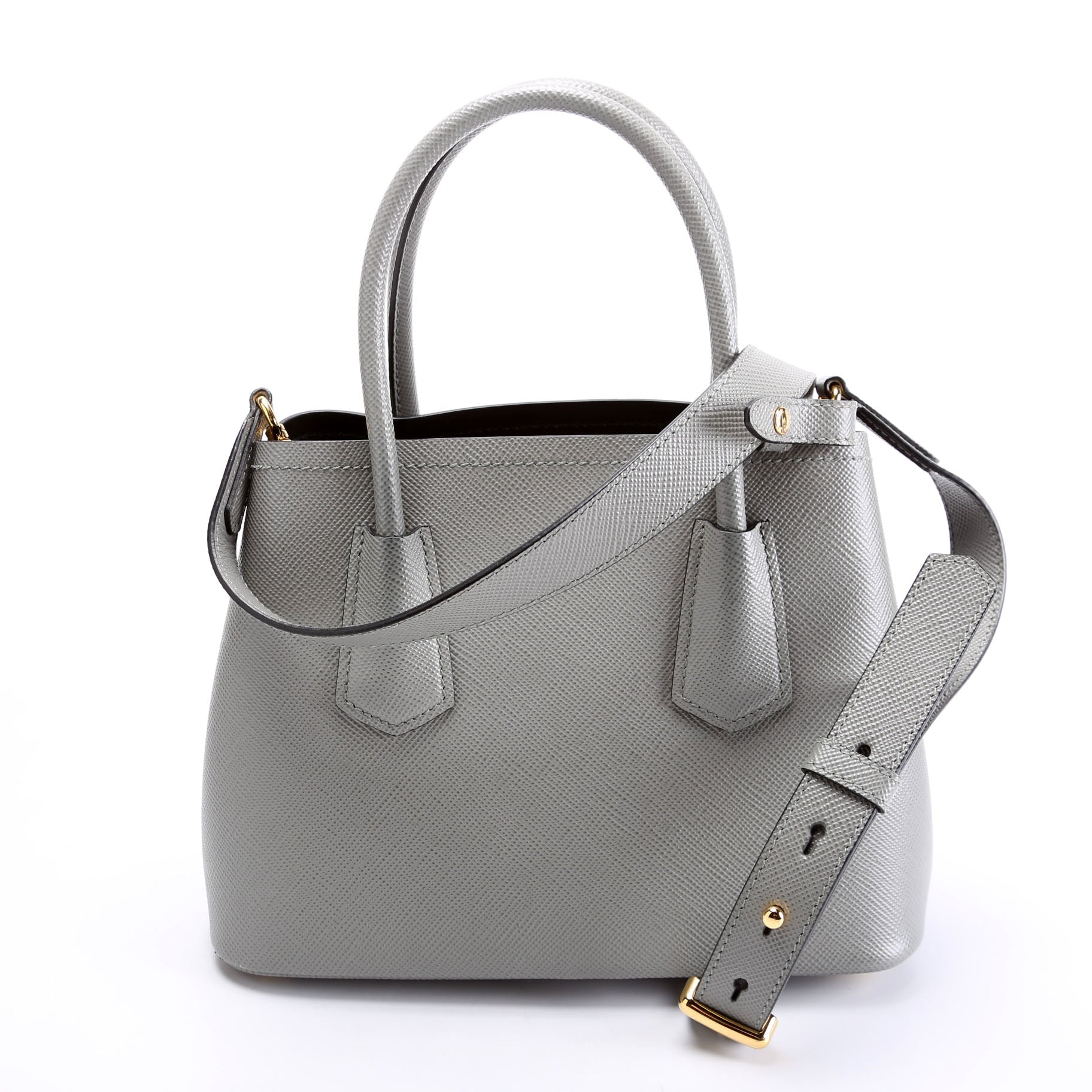 Prada Double Saffiano Grey Bag Small Travel Bag