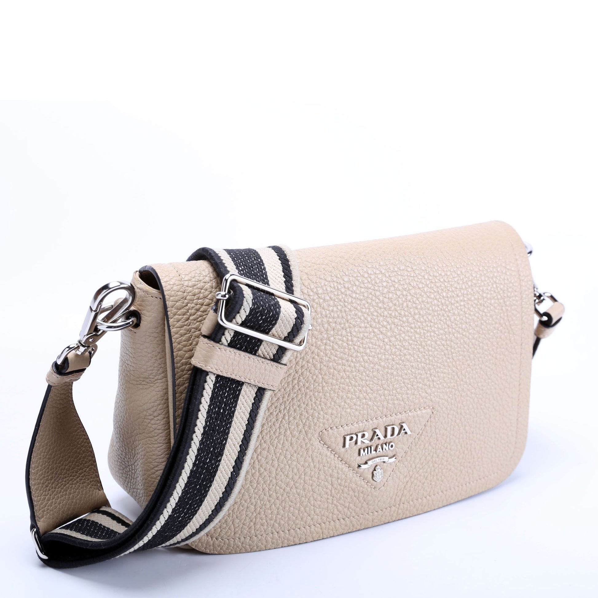 Prada Logo Shoulder Bag Leather Tan
