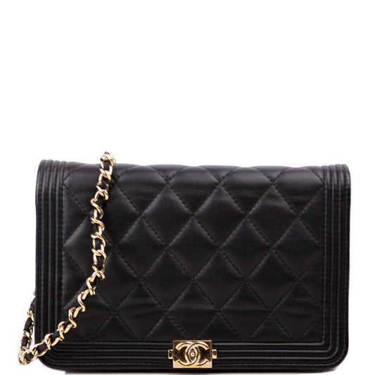 Chanel WOC Boy Lambskin Black Clutch Bag
