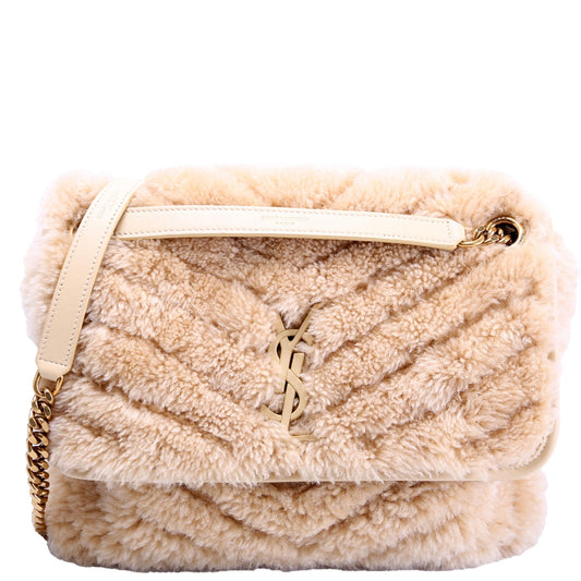 YSL Saint Laurent Saint Laurent Niki Shearling Bag Tan Medium Travel Bag