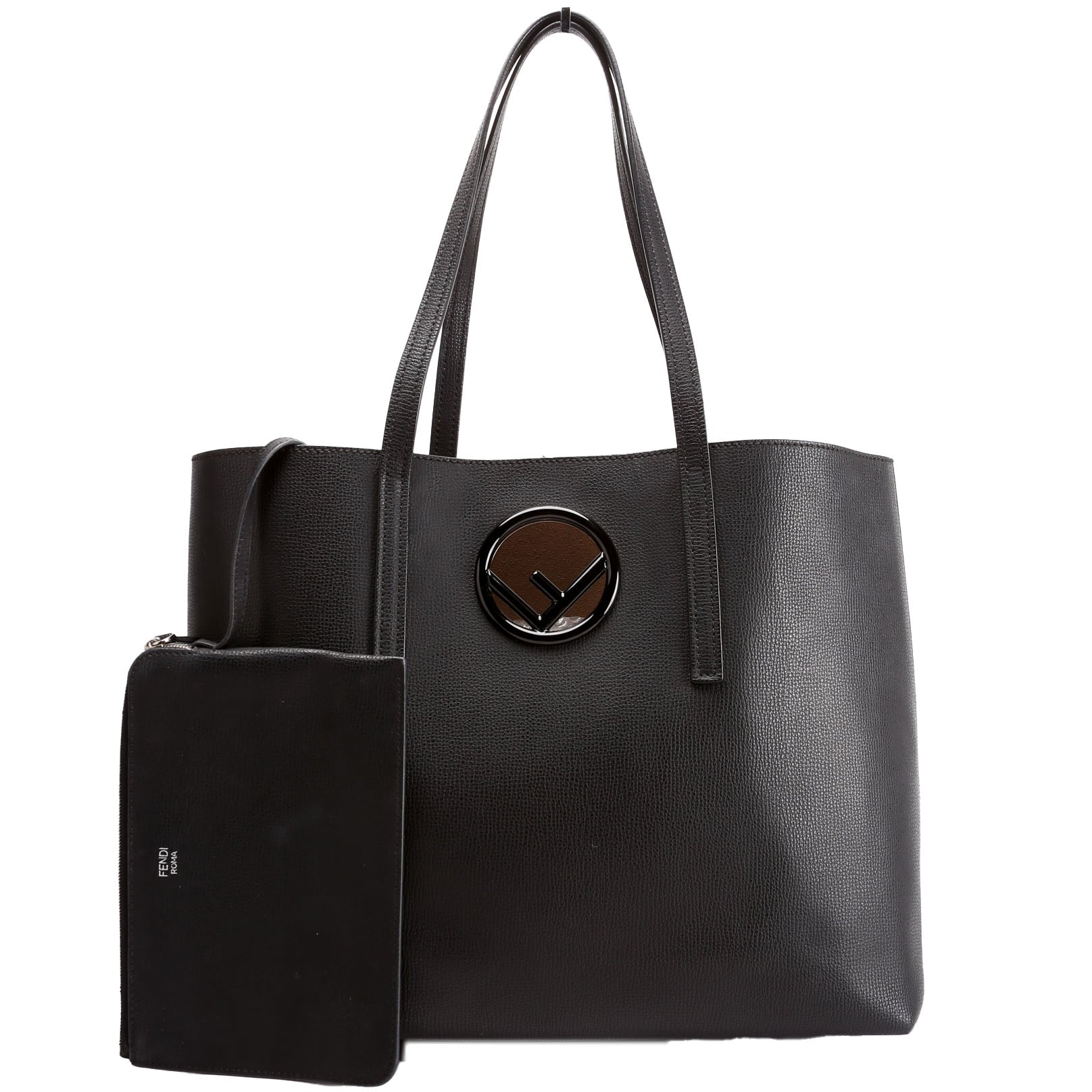 Fendi 8Bh348 Shopper Bag Black Logo Travel Bag
