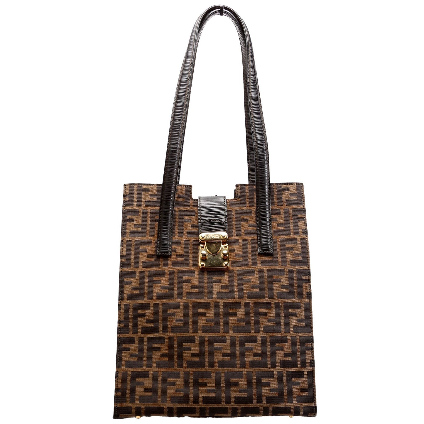 Fendi Ff Zucca Vertical Tote Bag Black Brown