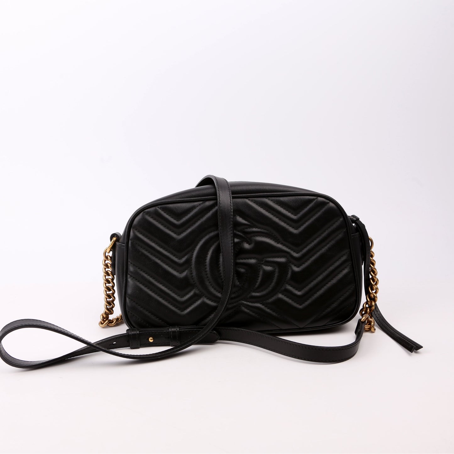 Gucci Marmont Camera Leather Black Small Travel Bag Black 12