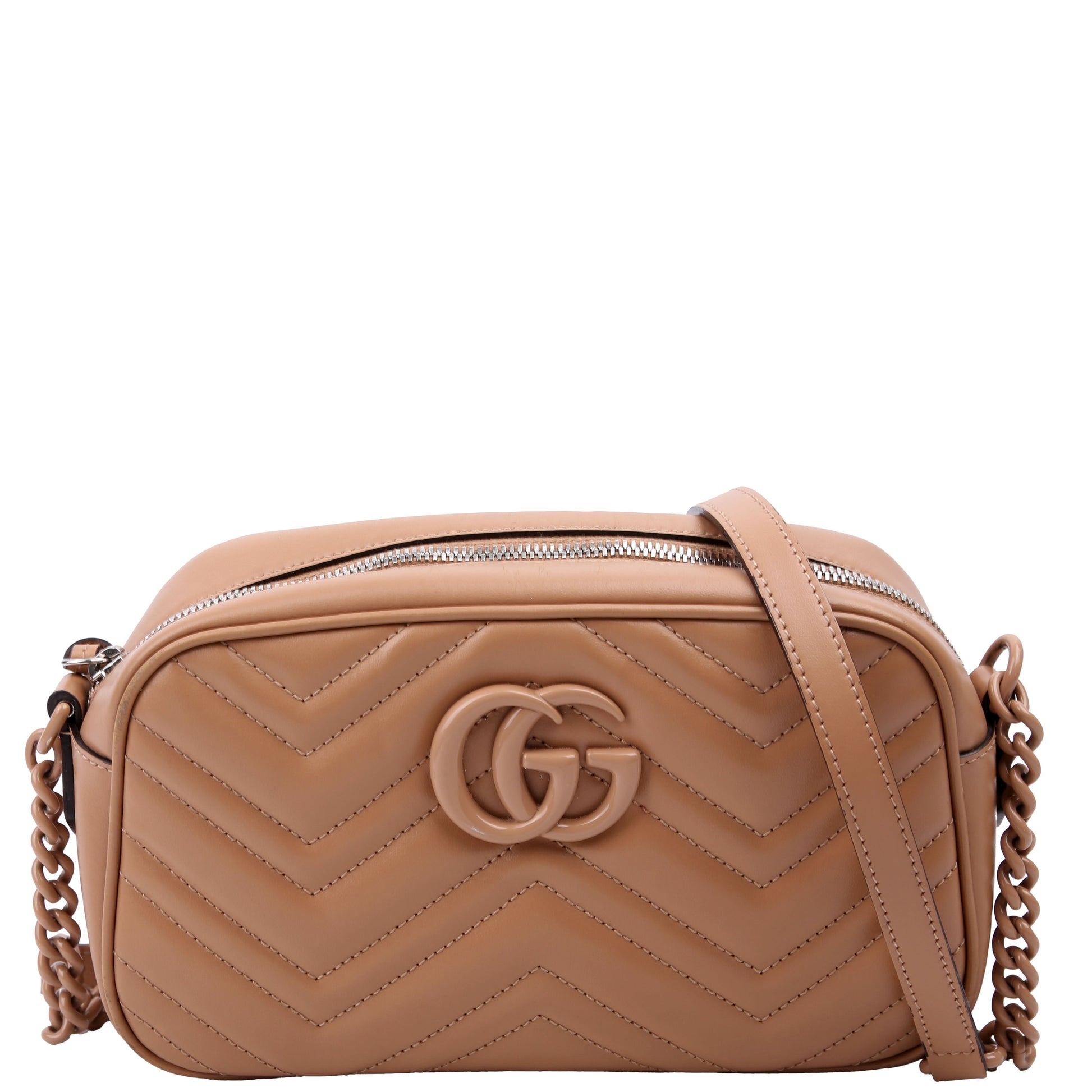 Gucci Marmont Camera Leather Tan Small Travel Bag
