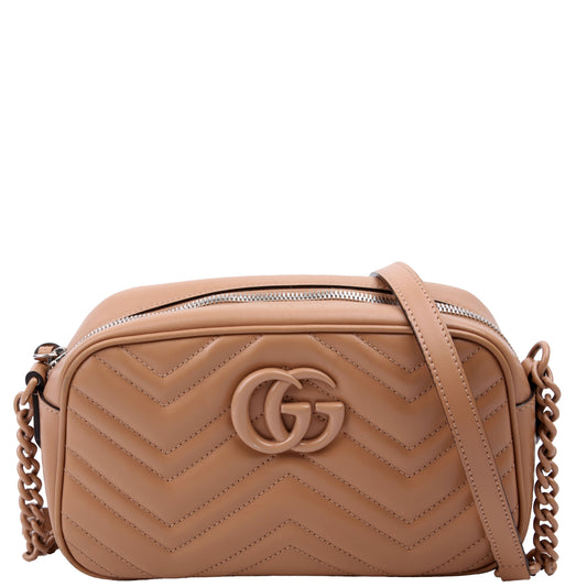 Gucci Marmont Camera Leather Tan Small Travel Bag