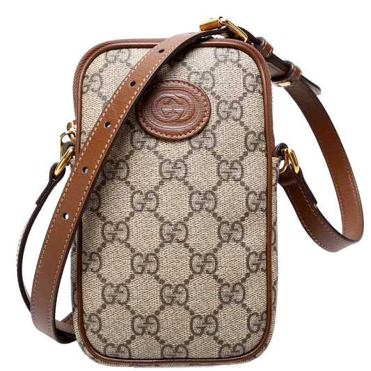 Gucci GG Supreme Interlocking Phone Pouch Travel Bag