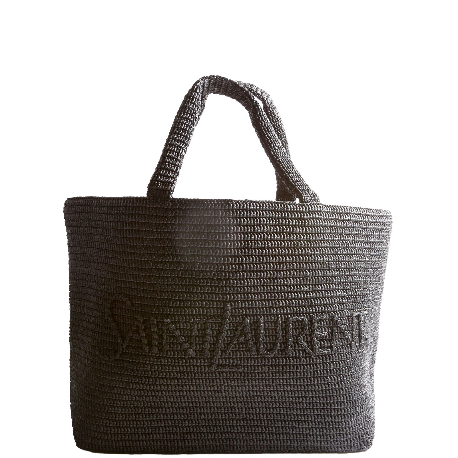 YSL Saint Laurent Saint Laurent Tonal Tote Bag Raffia Black