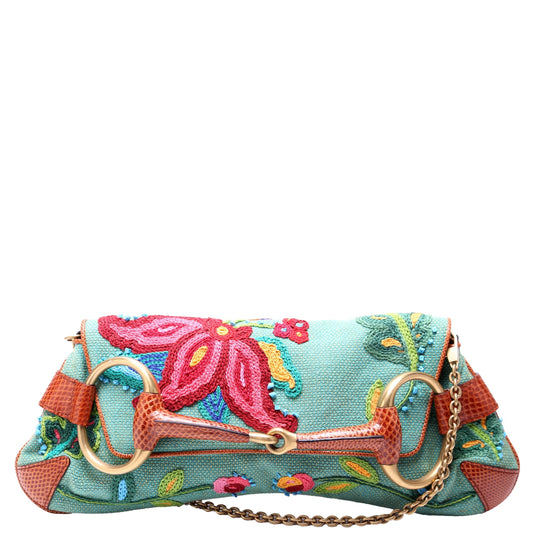 Gucci X Tom Ford Horsebit Embroidered Multicolor Chain Clutch Bag