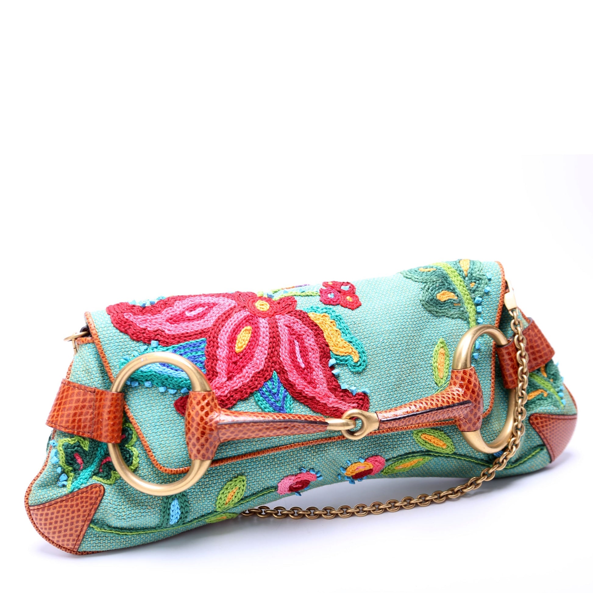 Gucci X Tom Ford Horsebit Embroidered Multicolor Chain Clutch Bag