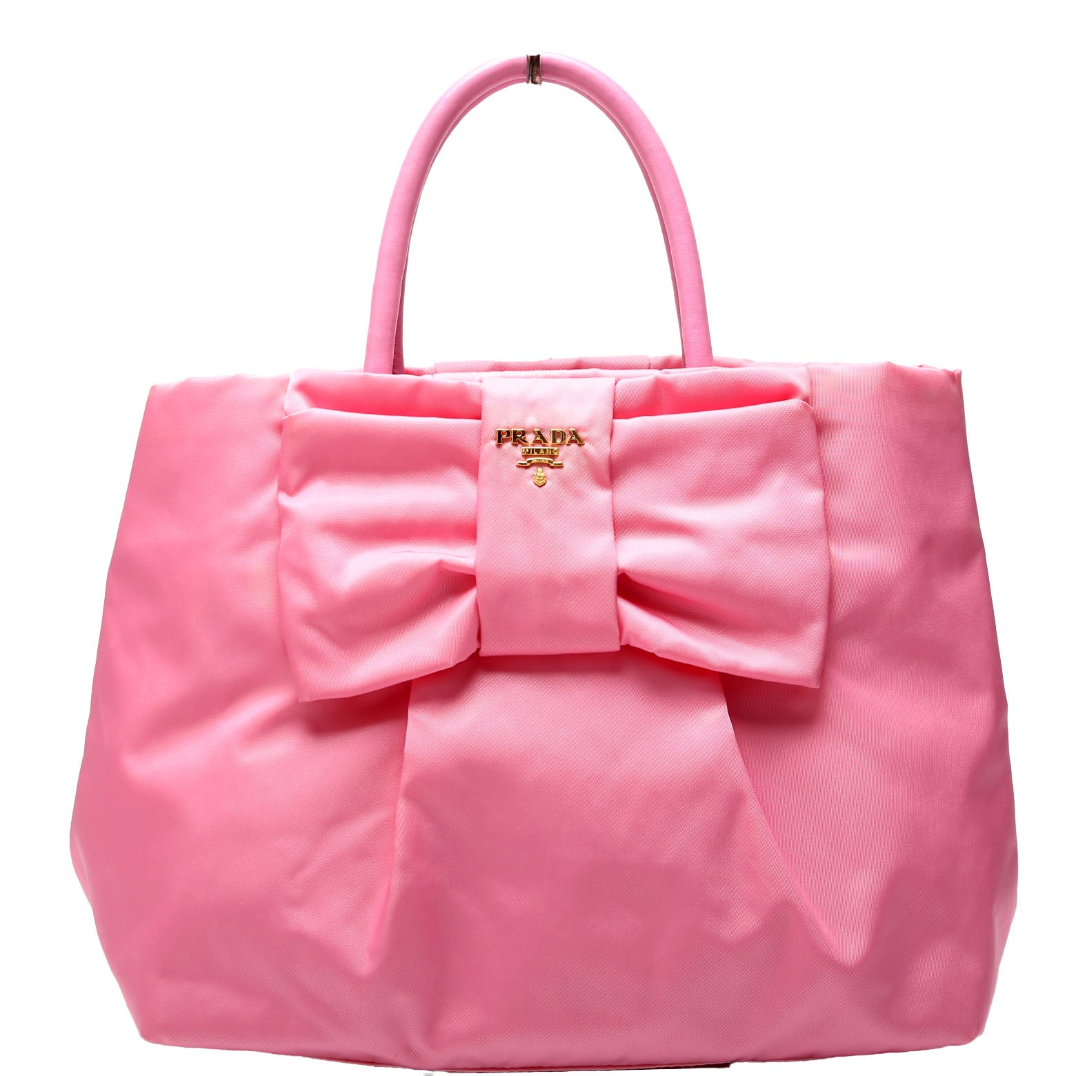 Prada Tessuto Bow Tote Bag Nylon Pink