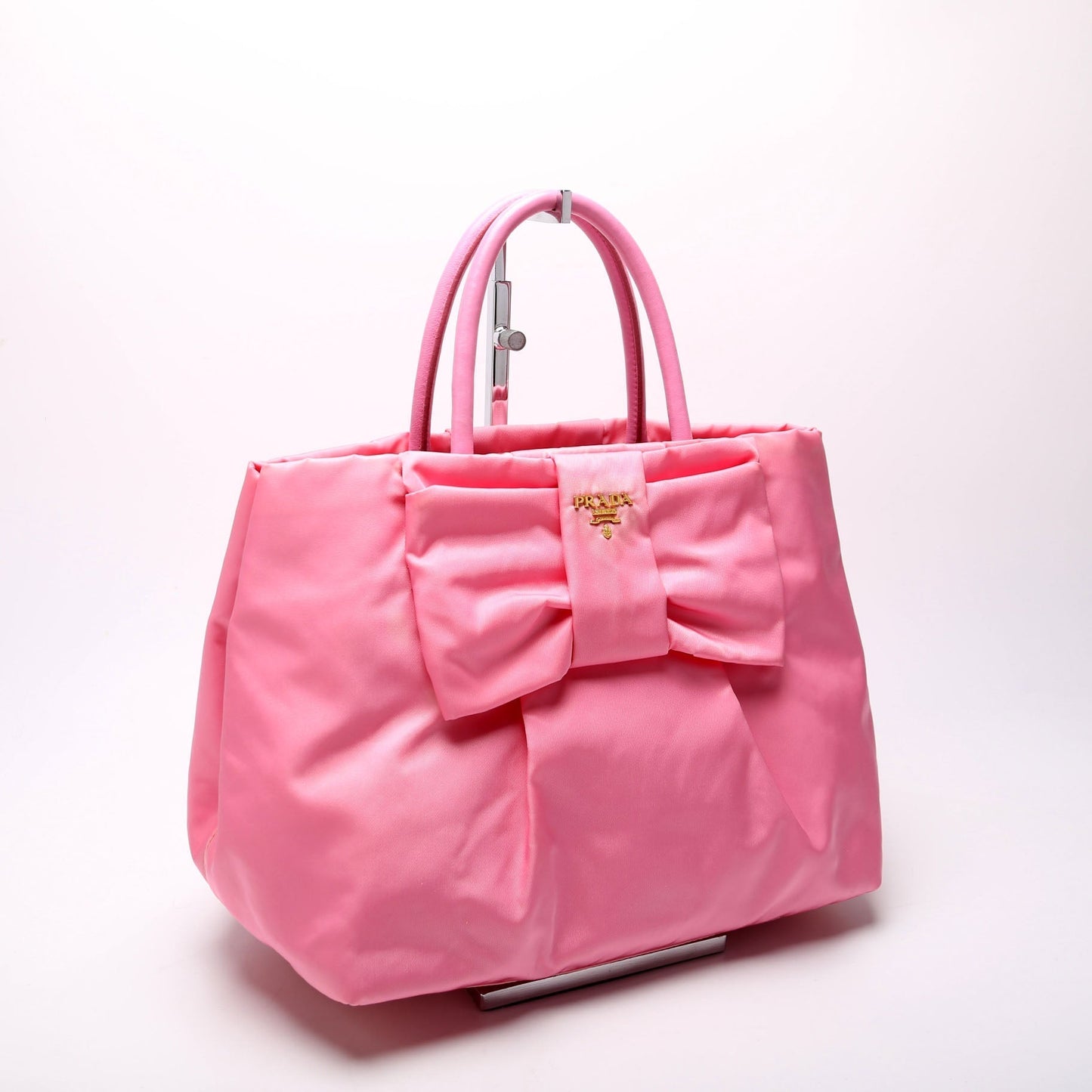 Prada Tessuto Bow Tote Bag Nylon Pink