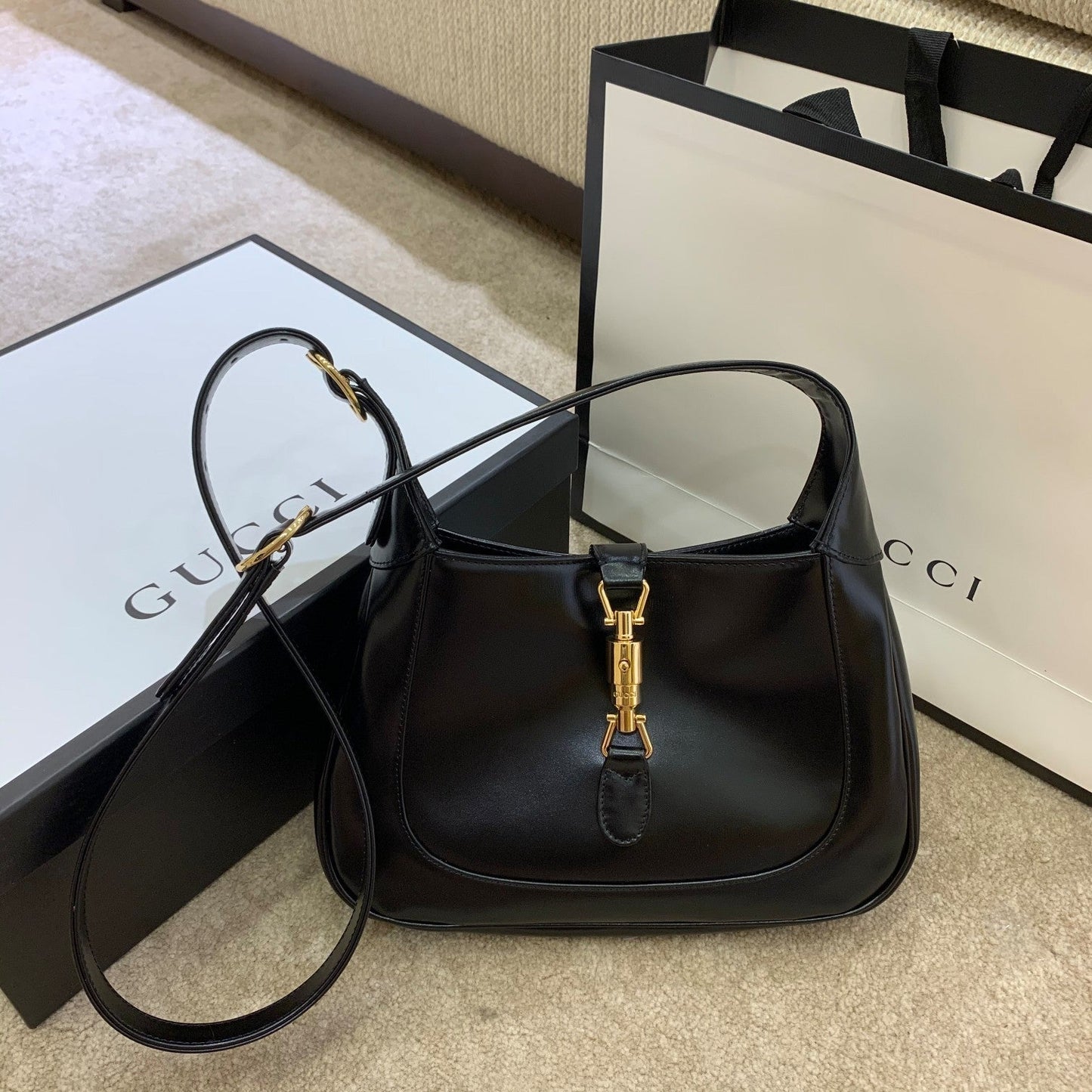 gg Jackie 10.8in 27cm gg Black Small Shoulder Bag Beaunoirrbeaunoirr 10O0G