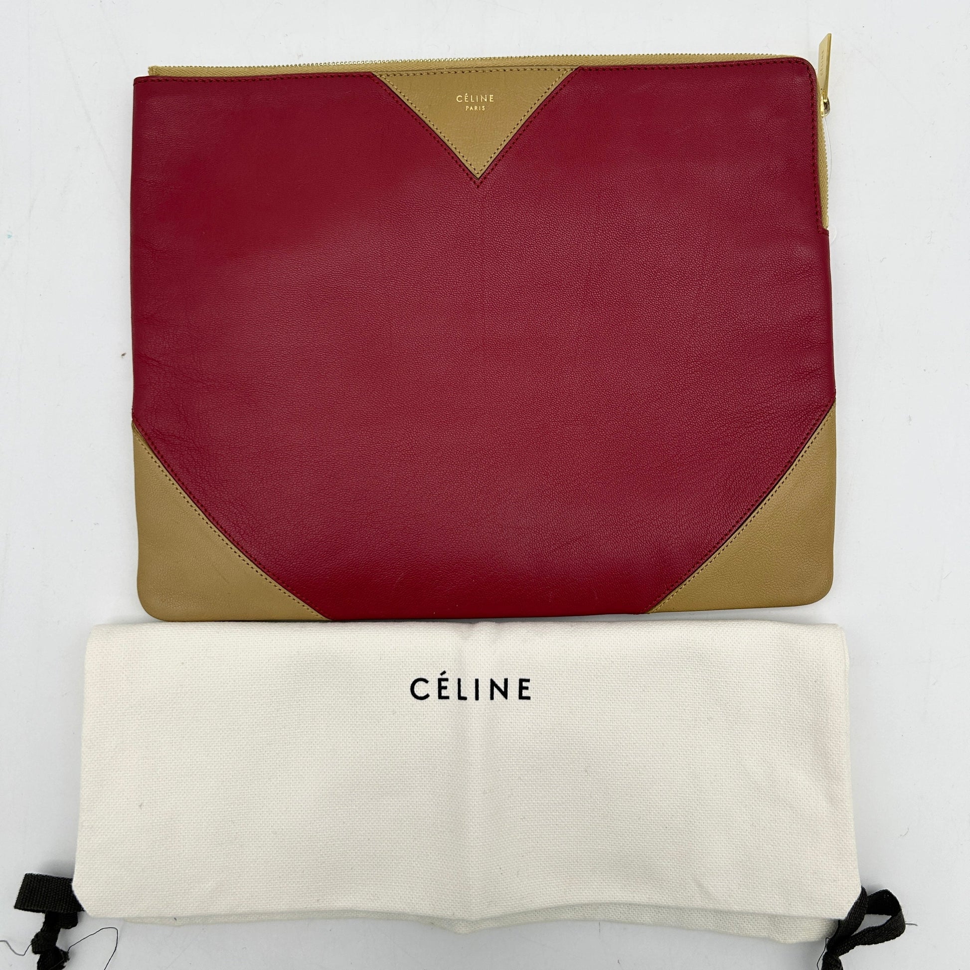 Luxury Bi Color Large Coeur Clutch Handbag Leather Beige Clutch Bag