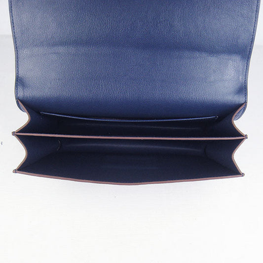 Hermes Luxury Calf Message Bag H Dark Leather Blue Travel Bag