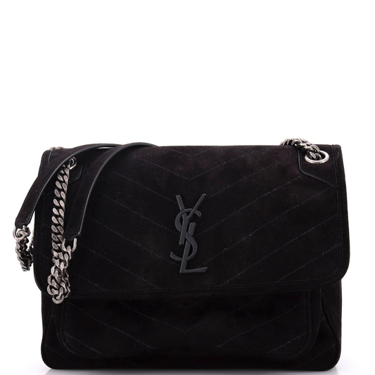 YSL Saint Laurent Saint Laurent Trending Niki Chain Flap Bag Suede Matelasse Travel Bag