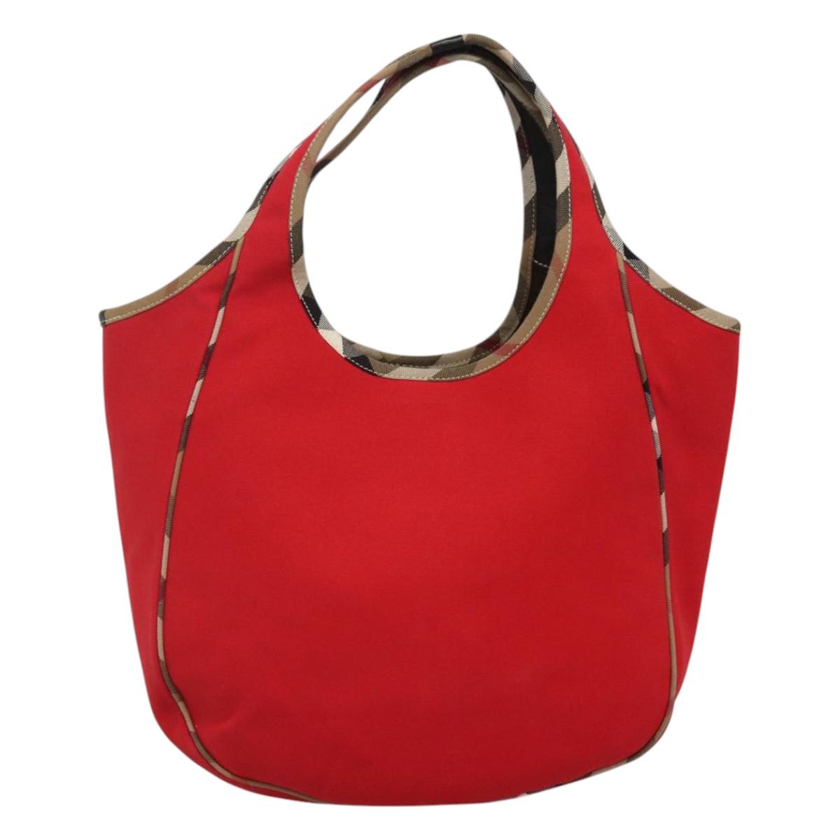 Burberry Nova Check Tote Bag Canvas Red Canvas Tote Bag