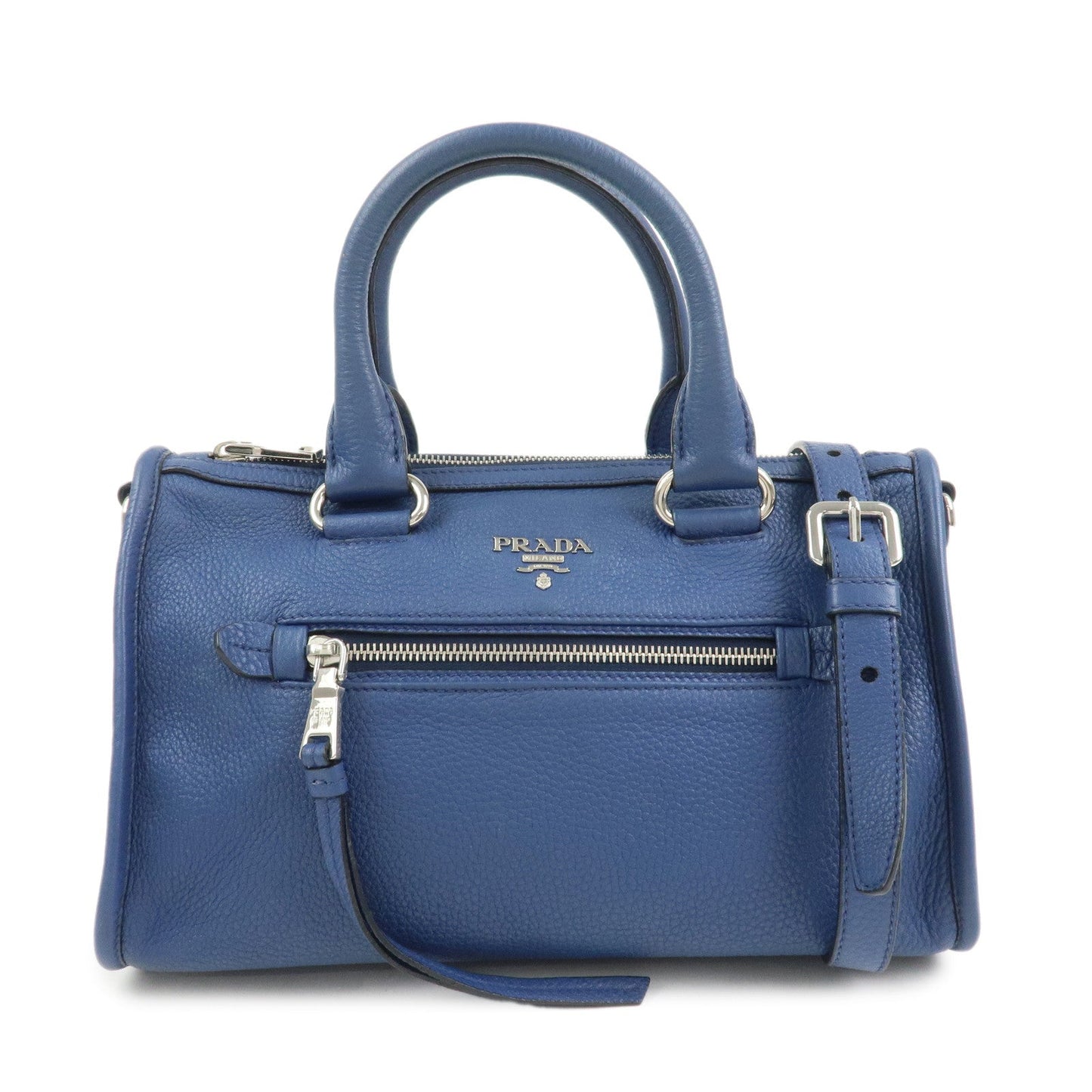 Shoulder Bag 2Way Bag Hand Bag Leather Blue Silver