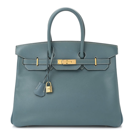 Hermes Courchevel Birkin Jean Handbag Blue Travel Bag