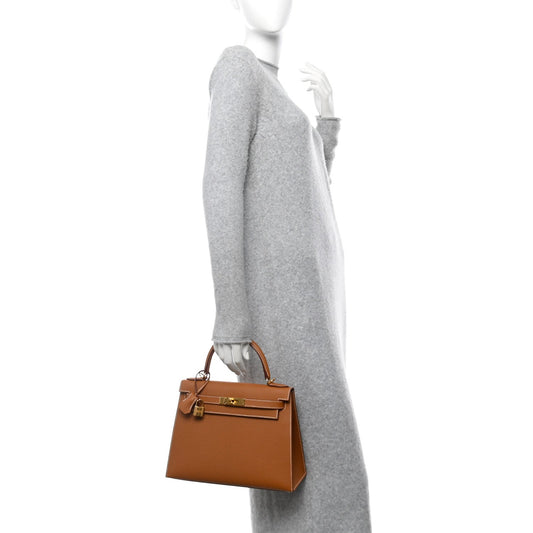 Hermes Epsom Kelly Sellier Handbag Gold Travel Bag 28 Gold 1769218
