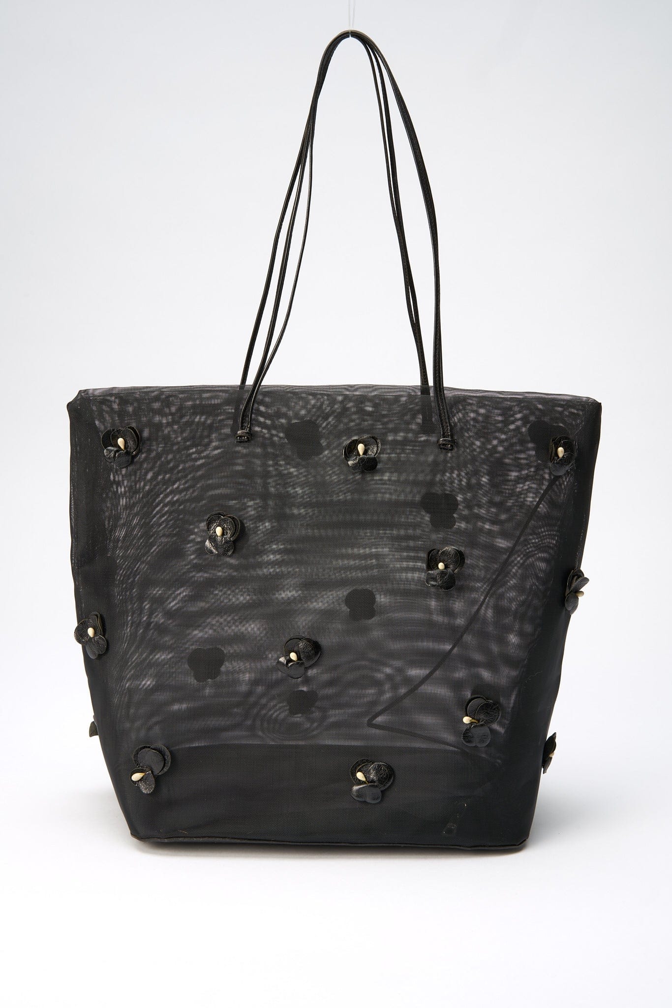 Prada Mesh Tote With Flowers Tote Bag