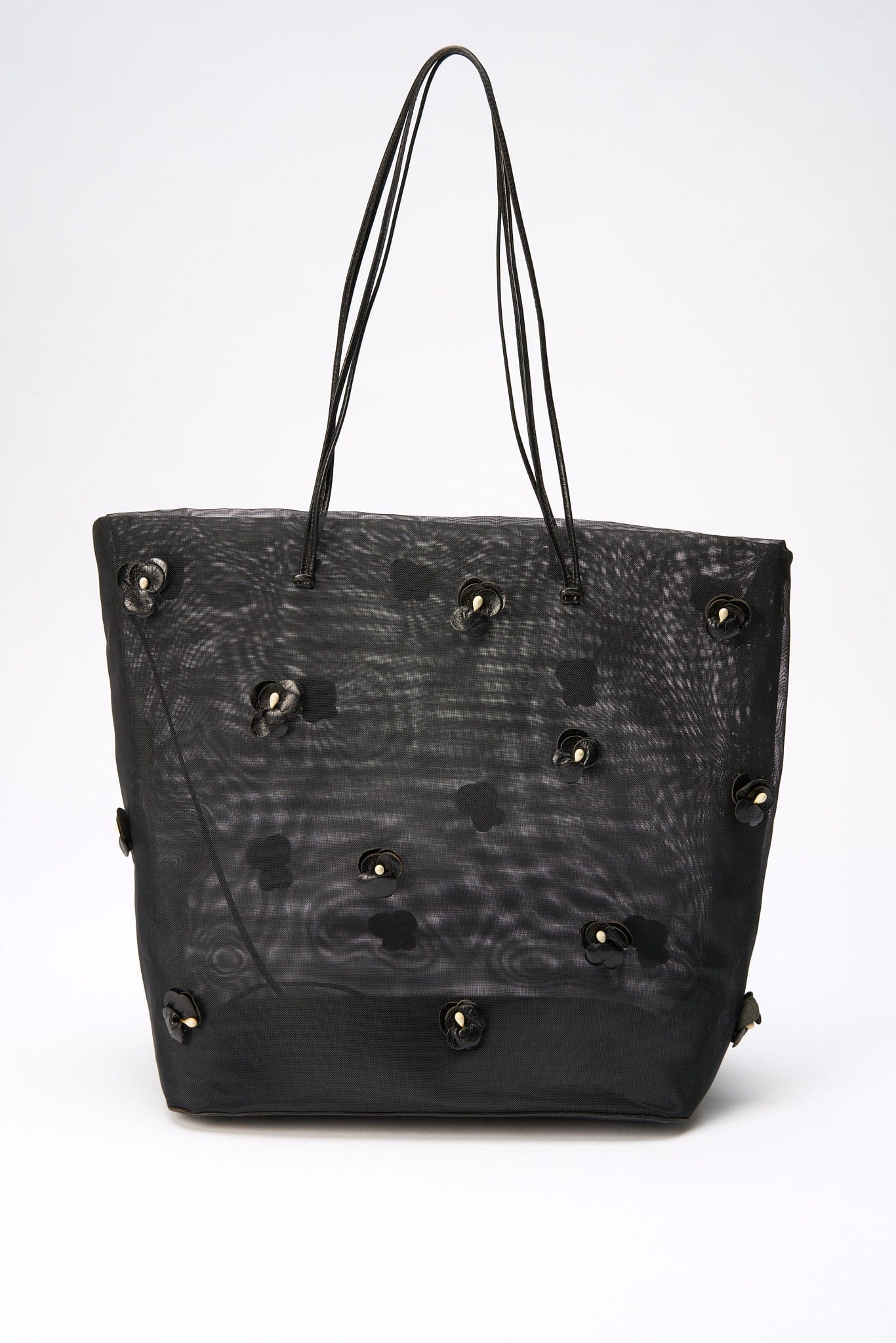 Prada Mesh Tote With Flowers Tote Bag