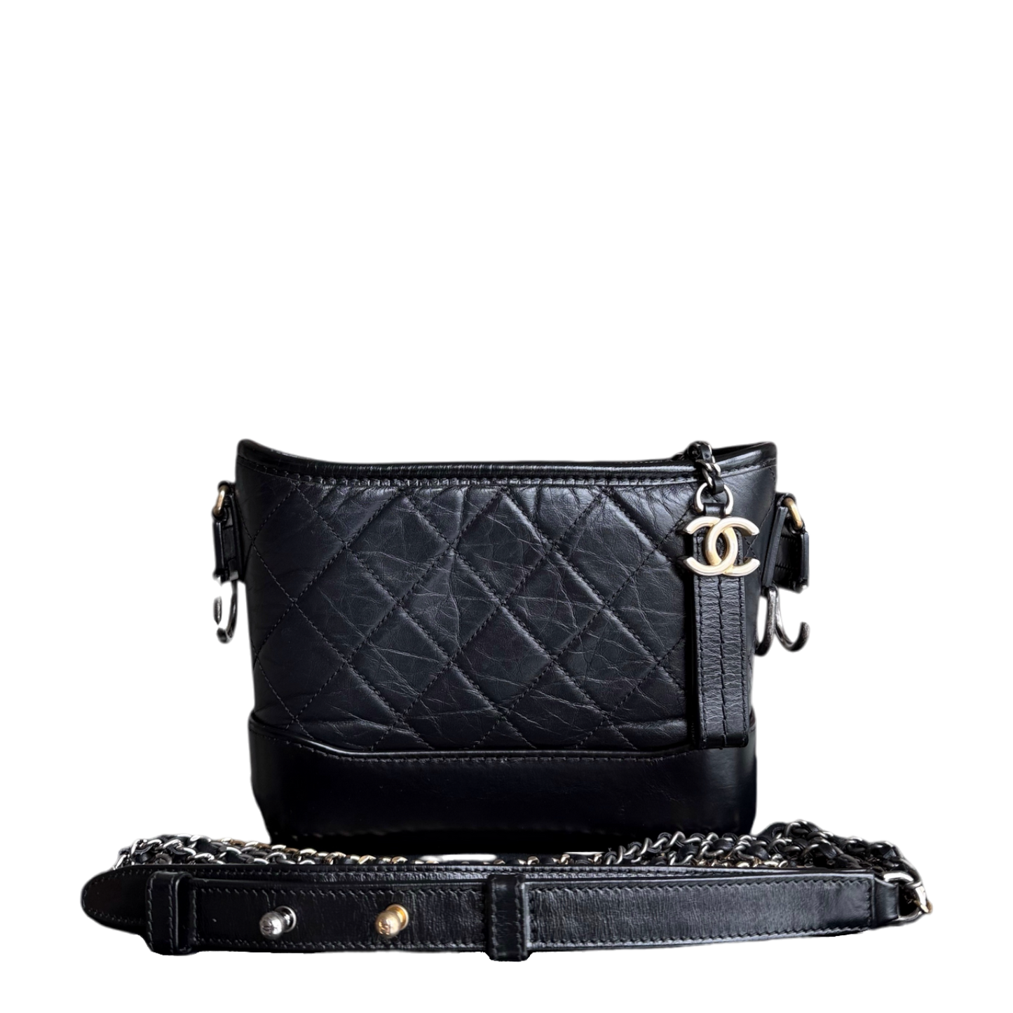 Chanel Gabrielle Hobo Small - Calfskin Hardware Quilted Black Hobo Bag