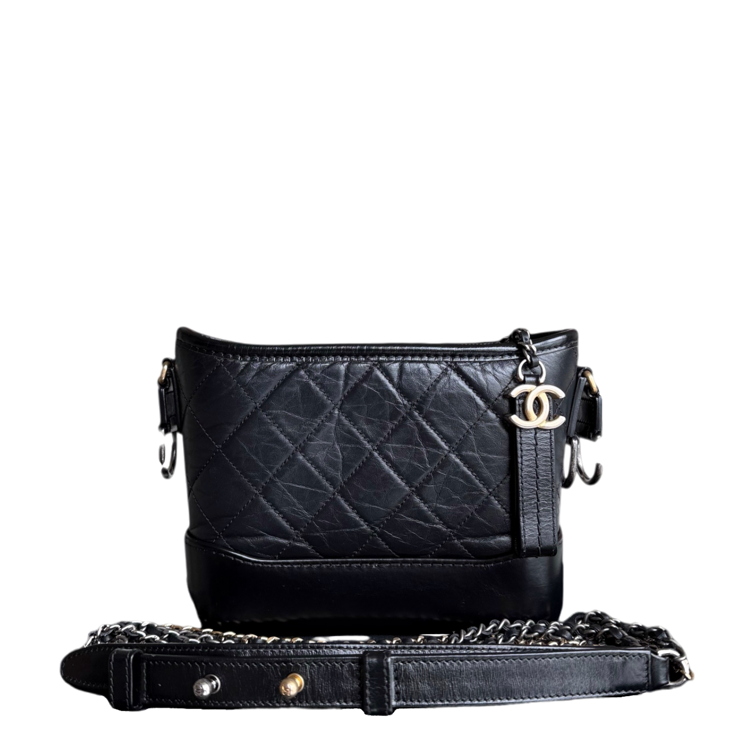 Chanel Gabrielle Hobo Small - Calfskin Hardware Quilted Black Hobo Bag