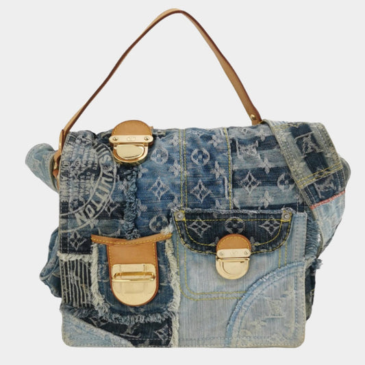 Louis Vuitton Postie Patchwork Denim Messenger Monogram Blue Crossbody Bag
