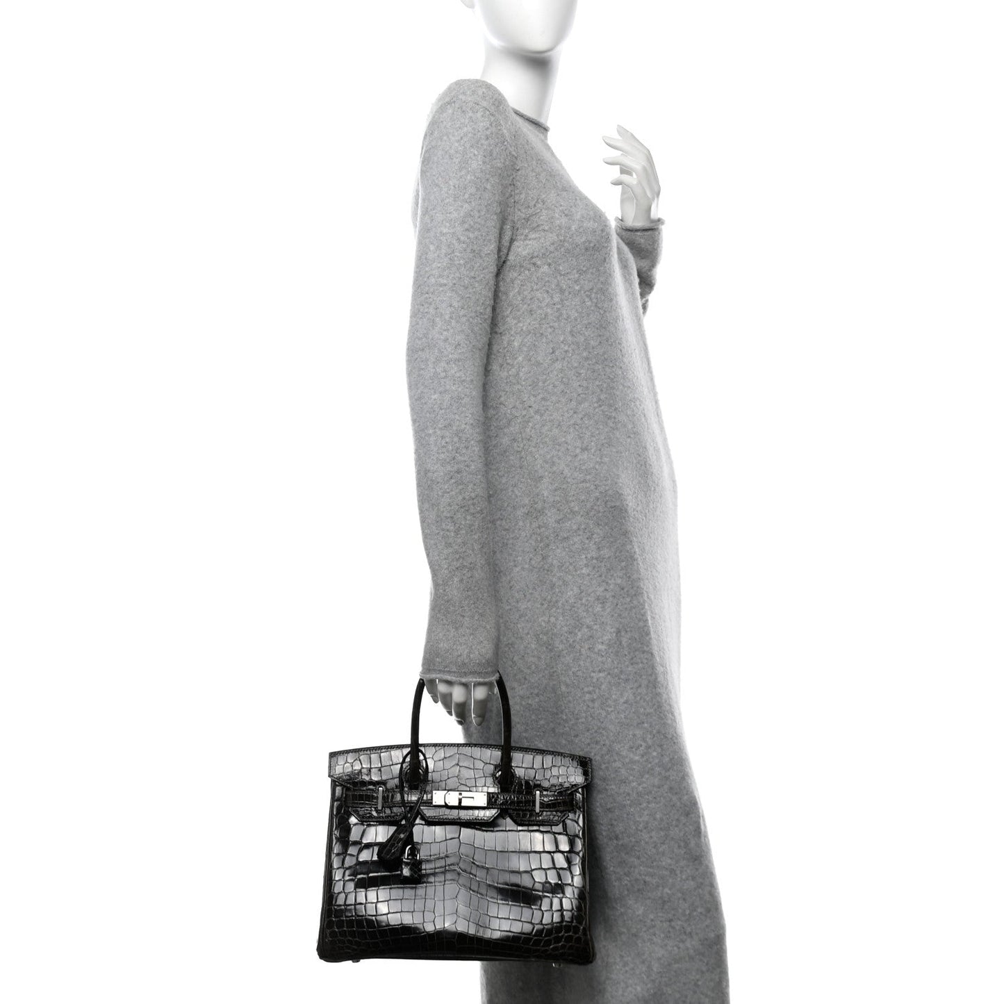 Hermes Shiny Niloticus Crocodile Horseshoe Birkin Graphite Handbag Shoes