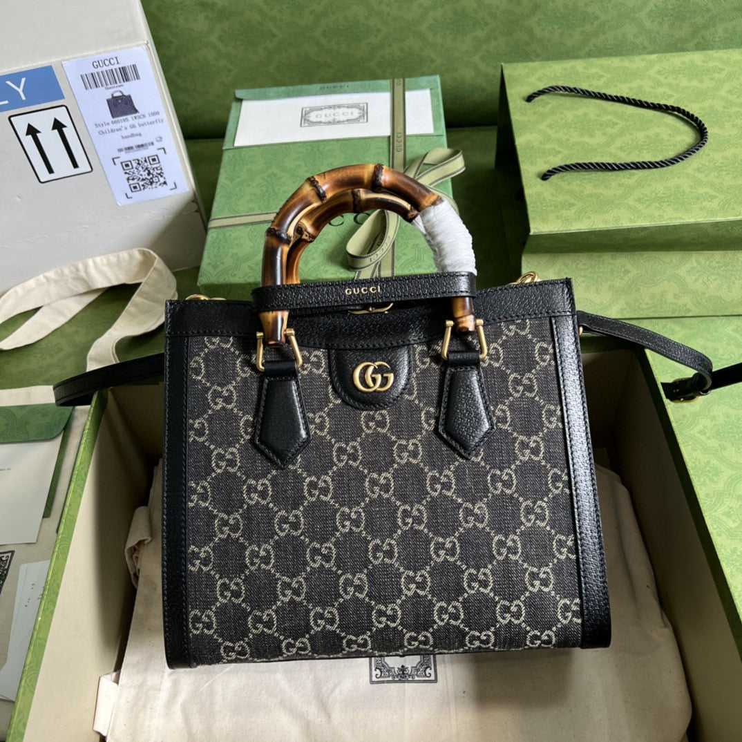 gg Diana 10in 27cm gg Black Small Tote Bag