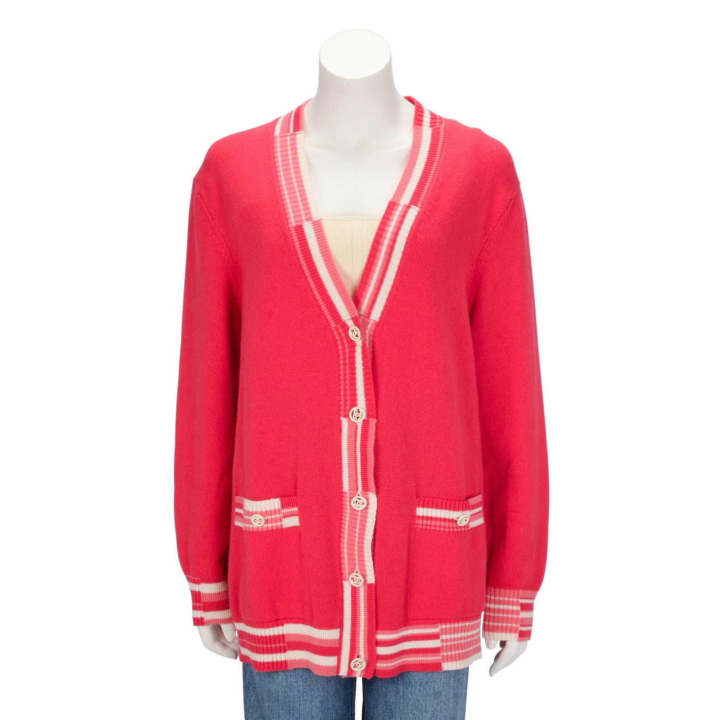 Chanel Pink Cashmere Deauville Biarritz Venise Cardigan FR 50 Apparel