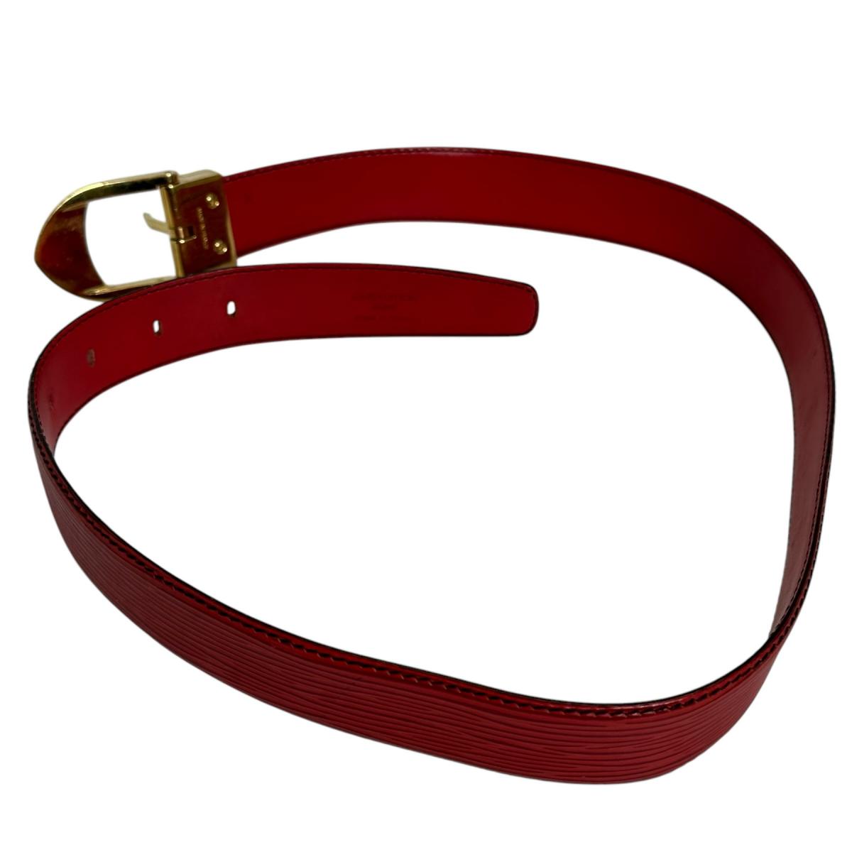 Louis Vuitton R15007 Epi Saintur Classic Leather Red Belt