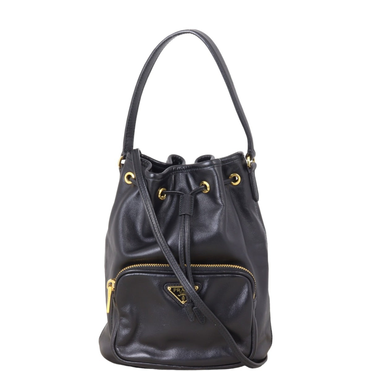 Prada Bag Duet 3 Leather Black Bucket Bucket Bag