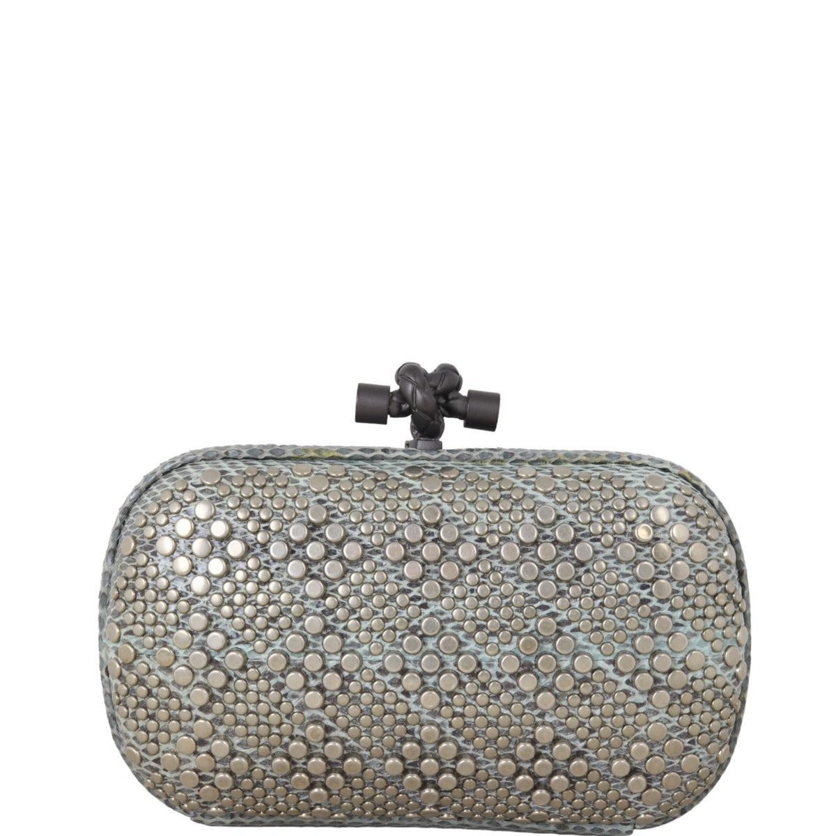 Bottega Veneta Knot Studded Python Trim Clutch Clutch Bag