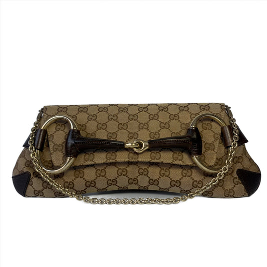 Gucci Iconic Horsebit Cloth Monogram Black Shoulder Bag Bag 2