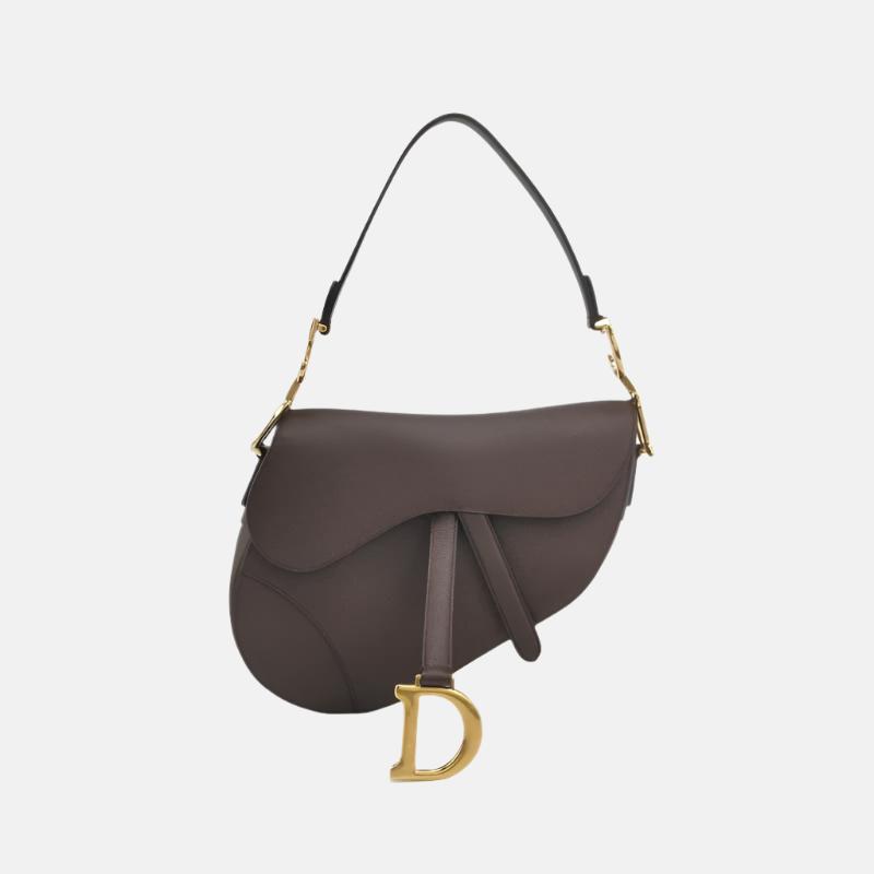 Dior Saddle Burgundy Grained Handbag Leather Brown Travel Bag