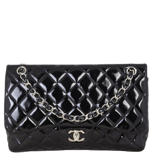 Chanel Classic Double Jumbo Patent Handbag Quilted Flap Shoulder Bag