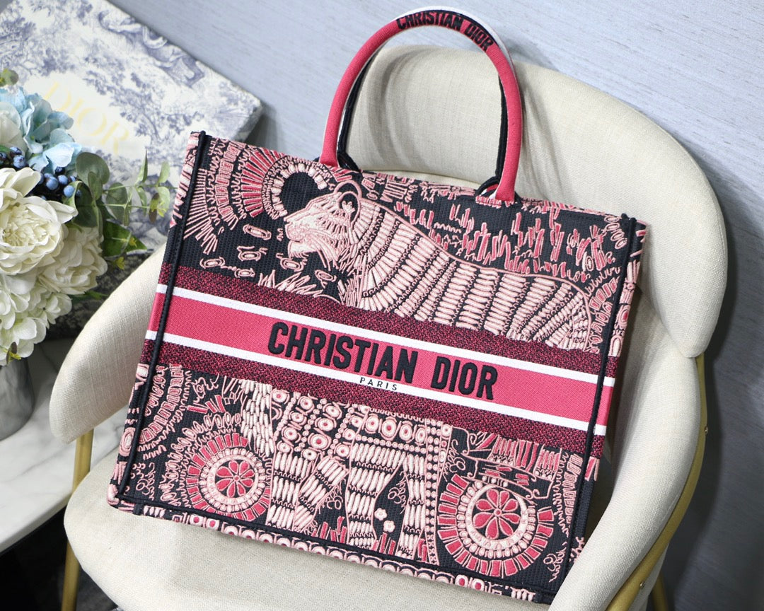 Book Cd Pink Multicolor Large Book Tote Bag