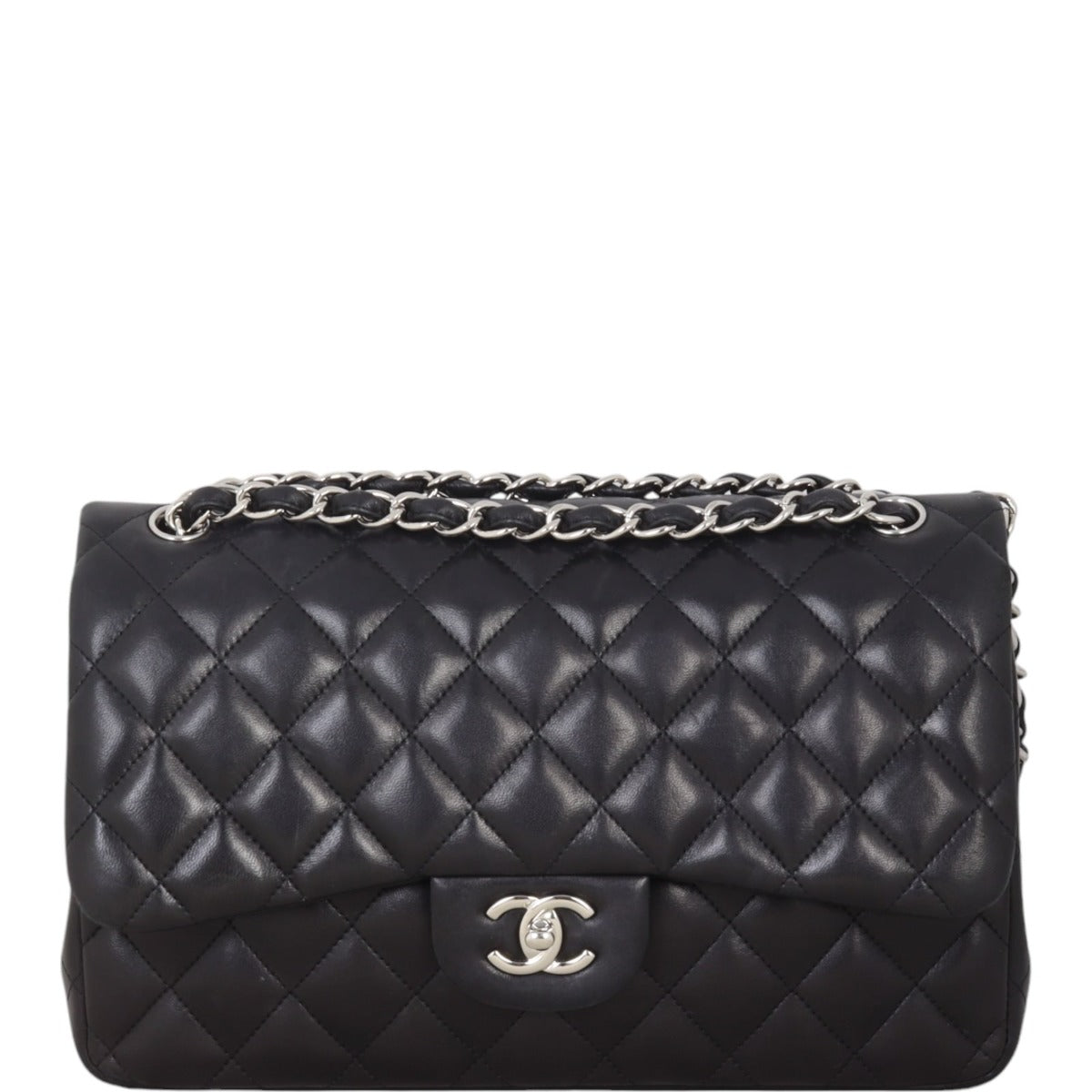 Chanel Classic Double Jumbo Handbag Quilted Black Crossbody Bag