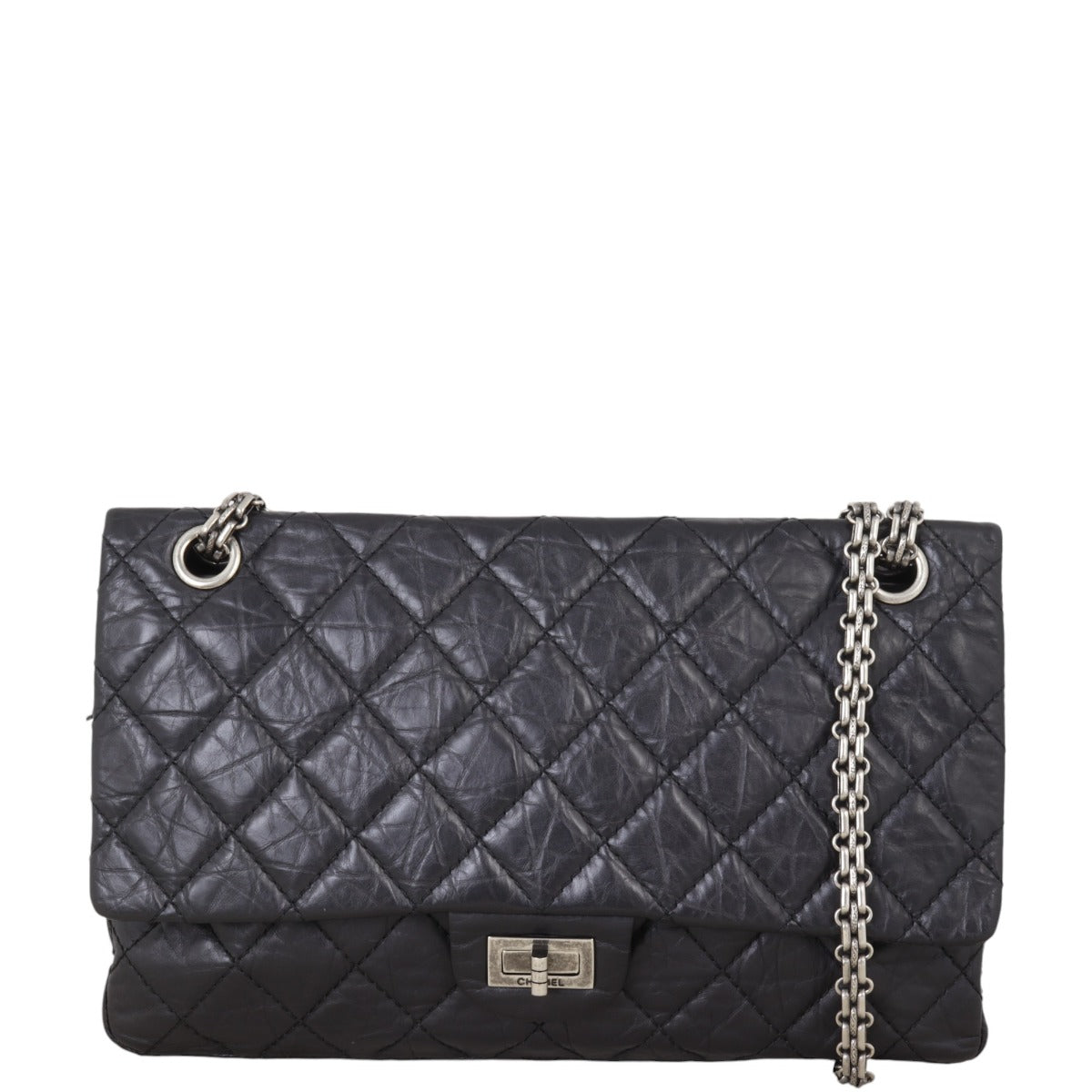 Chanel 2.55 Reissue 226 Double Bag Black Flap Shoulder Bag