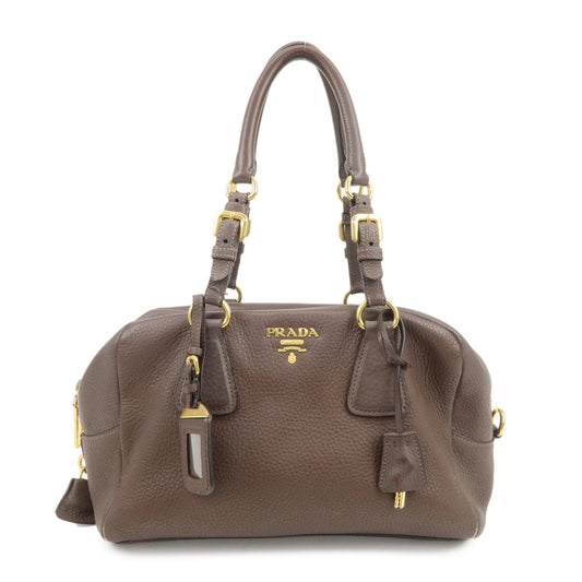 Shoulder Bag Boston Bag Hand Bag Leather Brown Logo