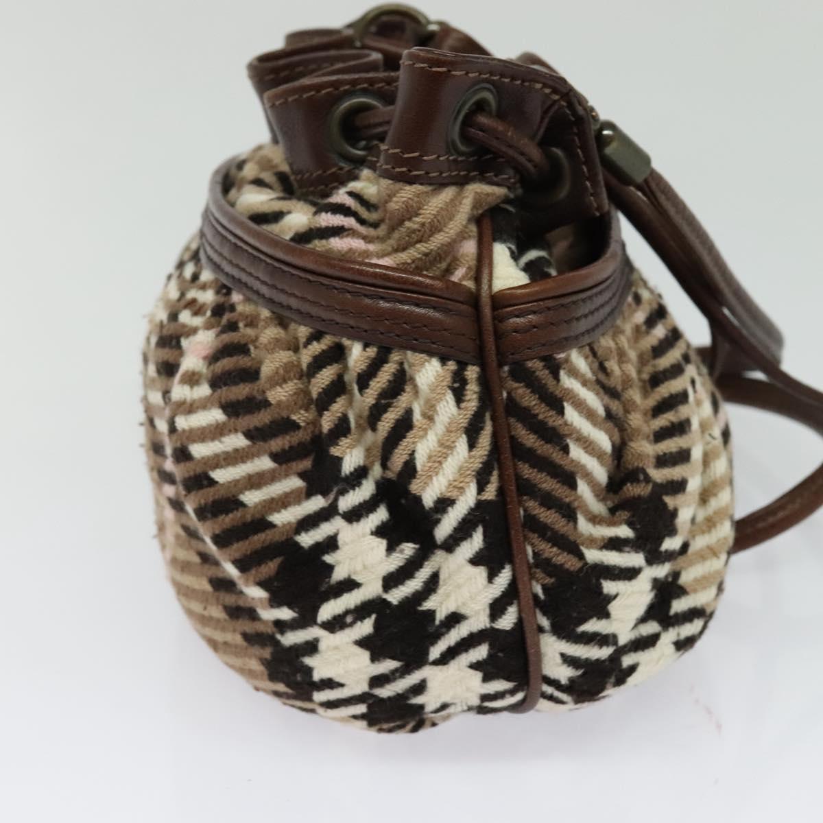 Burberry Label Wool Shoulder Bag Brown Blue