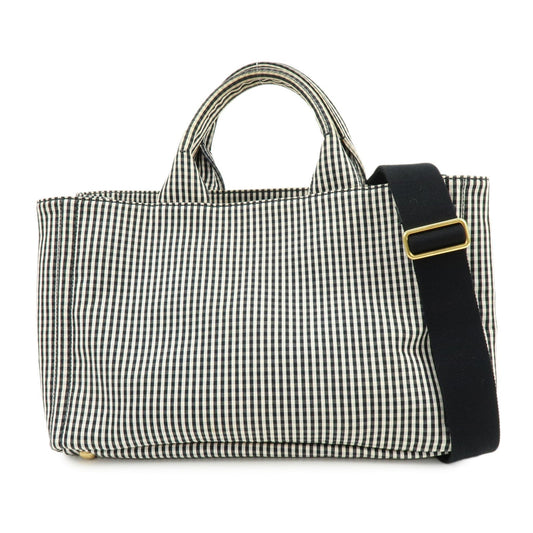 Shoulder Bag Canapa 2Way Bag Hand Bag Ivory Canvas Black