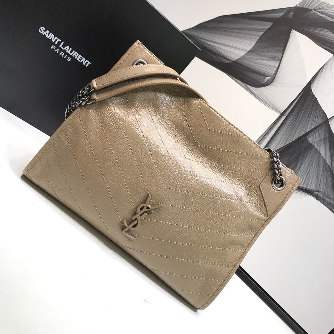 YSL Saint Laurent Niki Shopping 12in 32cm Beige Medium Tote Bag