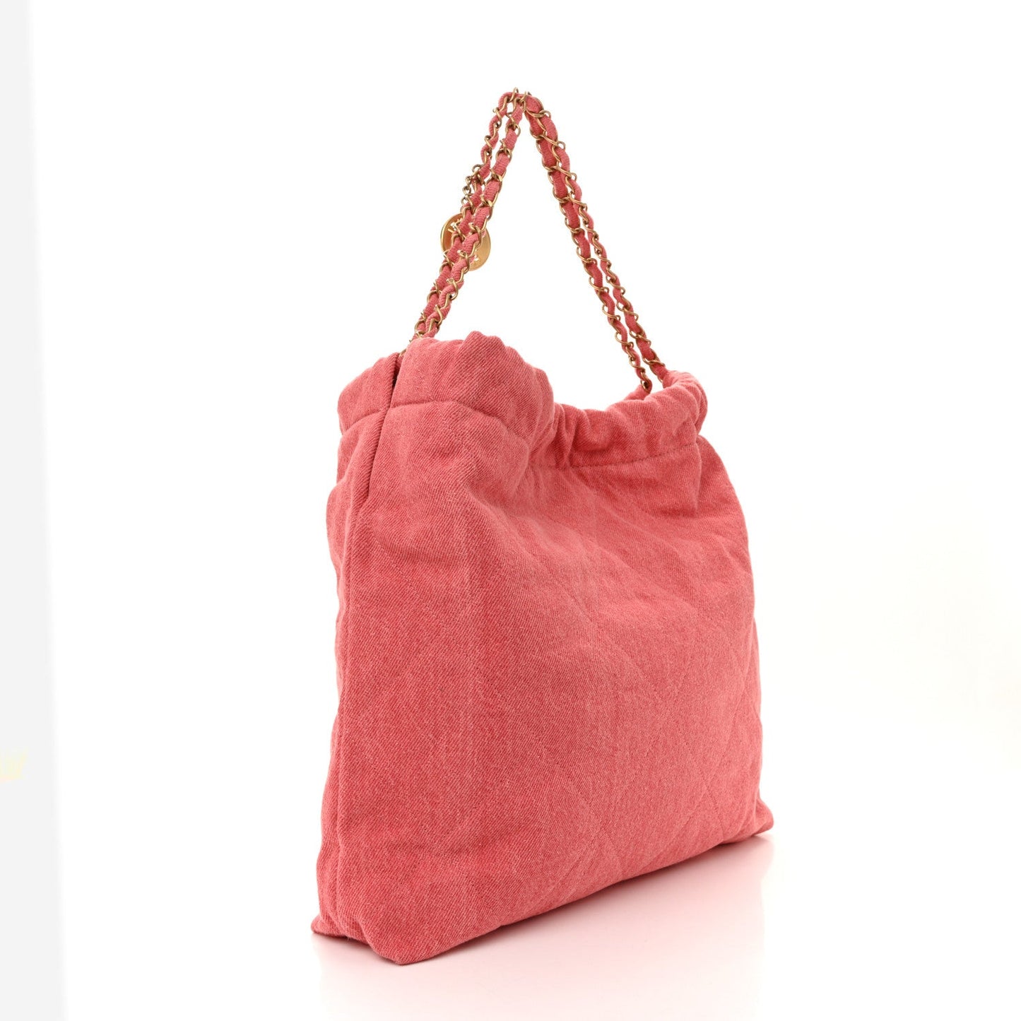 Chanel Washed Denim Quilted 22 Red Accessory