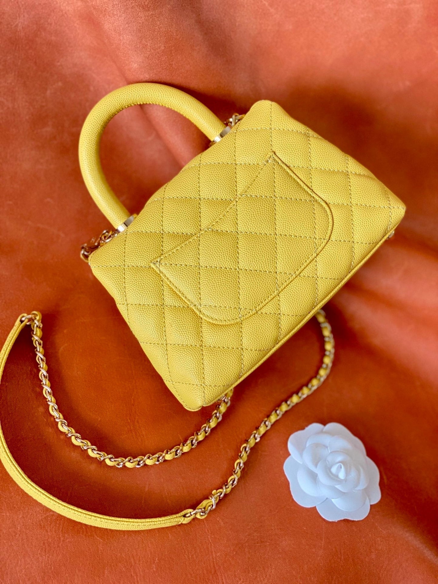CHLMini Yellow 7.5in 19cm Flap Top Handle Mini Bag