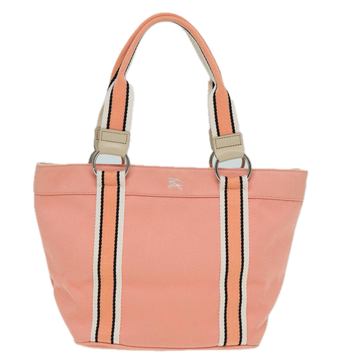 Burberry Label Tote Bag Canvas Blue Pink